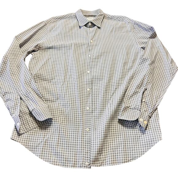 Armani Collezioni Shirt Mens Large Gray White Pattern Button Up Made in Italy - Picture 1 of 4